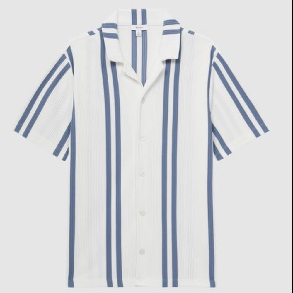 Reiss White and Blue Striped Casual Button Down Shirt